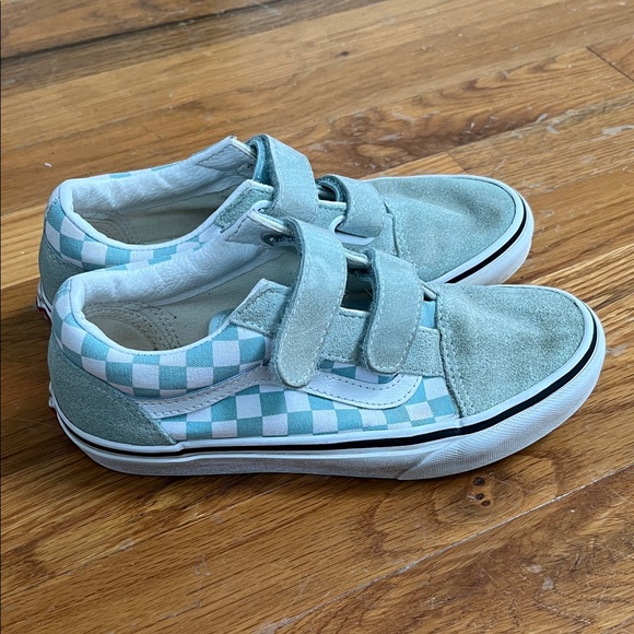 Vans Kids Mint Checkered Velcro Sneakers - Picture 1 of 9